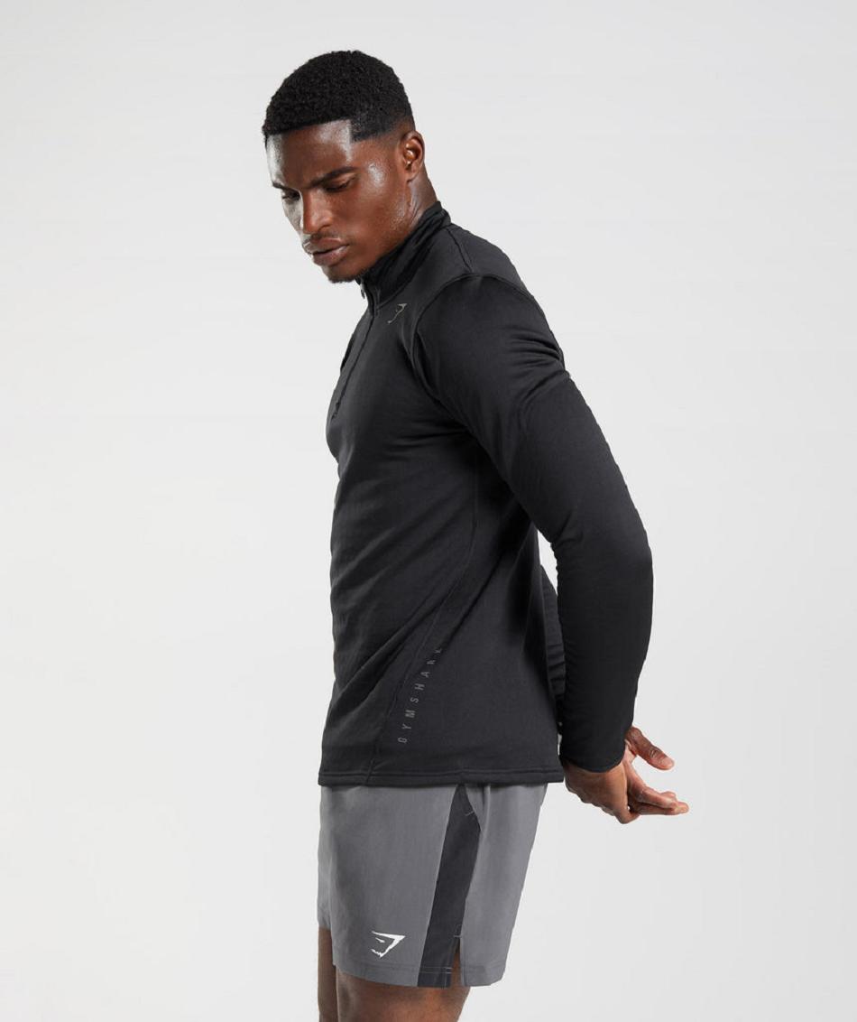 Correr Con Capucha Gymshark Deporte 1/4 Zip Hombre Negras | CO 3683SGL